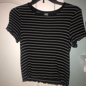 black and white striped crop top